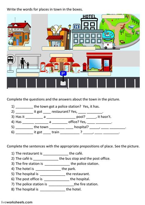 places in town interactive and downloadable worksheet you can do the