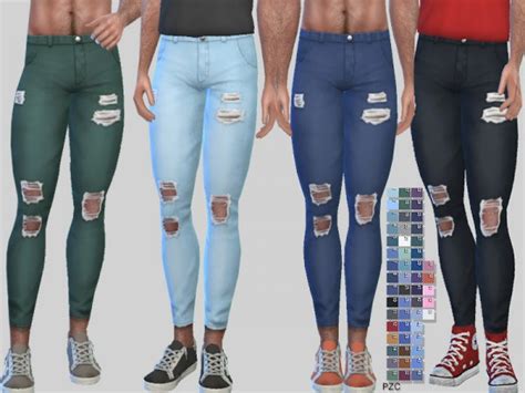 The Sims Resource Ripped Denim Jeans Zack By Pinkzombiecupcakes Sims Downloads