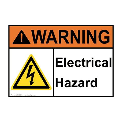 Ansi Electrical Hazard Sign With Symbol Awe 28638