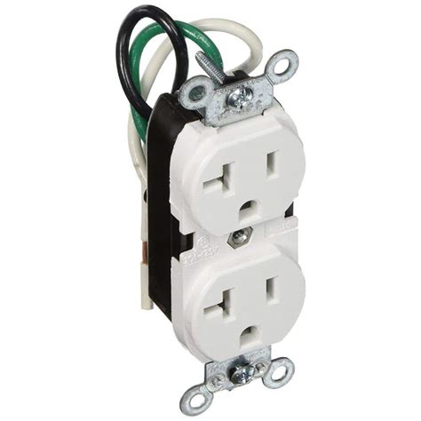 Leviton Commercial Grade Duplex Outlet With Leads White W