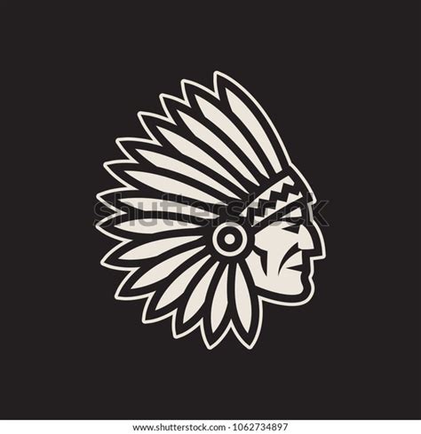 American Native Chief Head Icon Indian Stock Vector Royalty Free