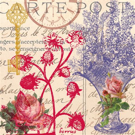 The Artzee Blog Vintage Victorian Strawberry Roses Floral X Inch Collage Decoupage