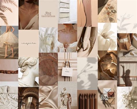 Cream Nude Aesthetic Digital Wall Collage Kit Images Etsy