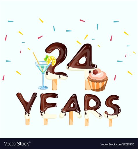 24 Number Happy Birthday Greeting Card Royalty Free Vector