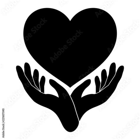 Hands Holding Heart Black Hand And Heart Icon Hand Heart Love