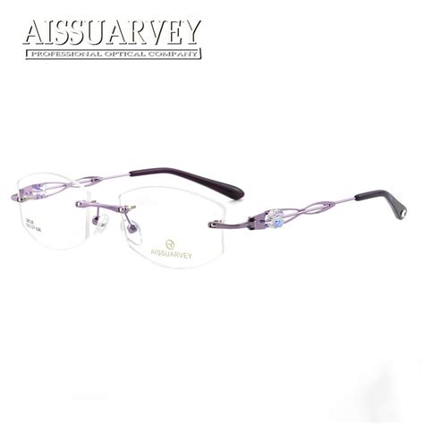 rhinestone rimless eyeglasses frame women optical glasses prescription brand designer top