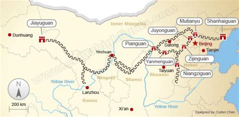 Map Of Great Wall Of China Great Wall Of China On Map Eastern Asia