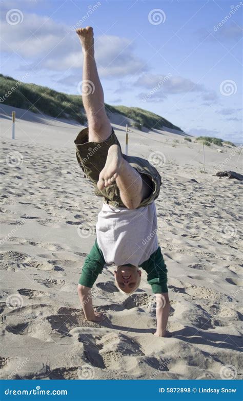 Beach Handstand Stock Photo Image Of Landscape Sand 5872898