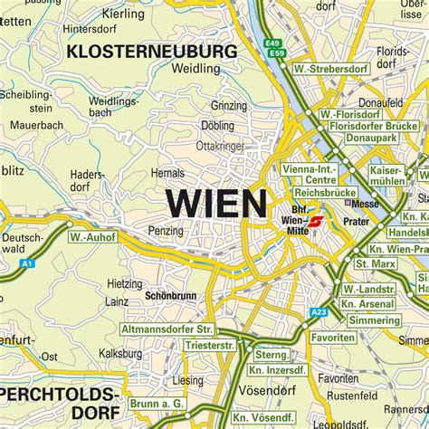 Wien Map Zemljevid Ki Prikazuje Dunaj Avstrija