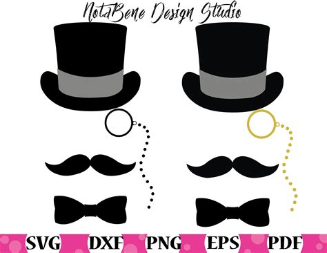 Gentleman Svg Moustache Hat Glasses Monocle Clipart Svg Etsy