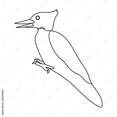 Woodpecker Icon In Outline Style Isolated On White Background Bird