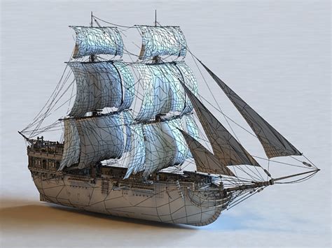 Sailing Warship 3d Model 3ds Max Files Free Download Cadnav