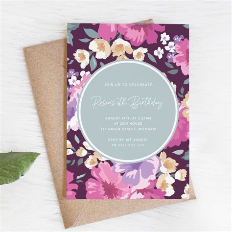 Floral Printable 6th Birthday Invitation Instant Download Etsy