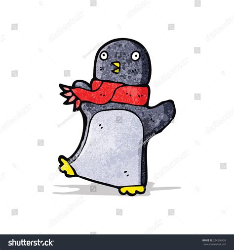 Cartoon Penguin Wearing Scarf Stock Vector 224516428 Shutterstock