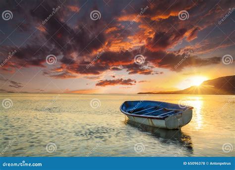Fishing Boat Near The Shore Of The Tropical Island Stock Photo Image