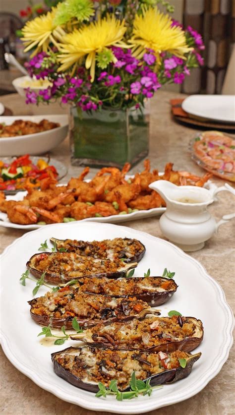 Stir in the tomatoes, onion, and eggplant and bring to a. Mediterranean Couscous Stuffed Eggplant with Tahini sauce ...