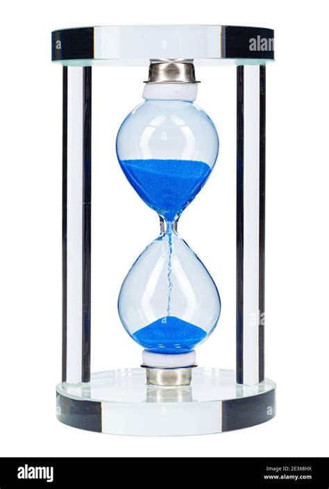 Blue Hourglass Isolated On White Background Close Up Stock Photo Alamy