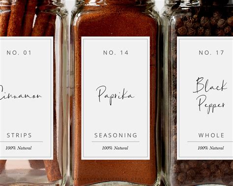 Editable Spice Jar Labels Template Edgy Font Minimalist Jar Etsy