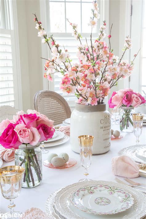 Pink Table Decor Ideas Table Easter Decor Pink Spring Setting Blush