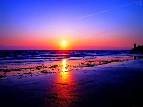 Amazing Sunset Colorful Coast Sunrise Nice Beach Shore