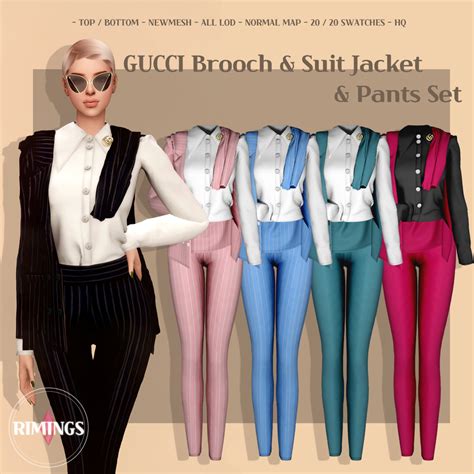 Rimings Gucci Brooch And Suit Jacket And Pants Set Rimings