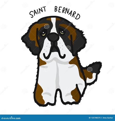 Saint Bernard Dog Cute Cartoon Vector Illustration Stock Vector