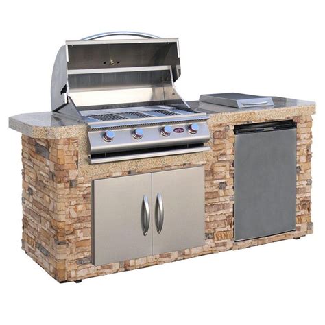 From sinks and refrigerators, to. Cal Flame 7 ft. Stone Grill Island with 4-Burner Stainless ...