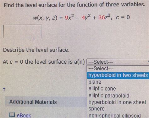 Solved Find The Level Surface For The Function Of Three Chegg Com