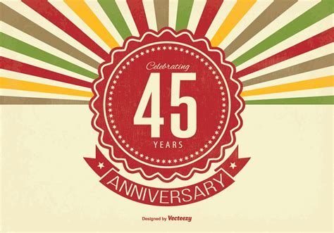 45 Year Retro Anniversary Illustration Download Free Vector Art