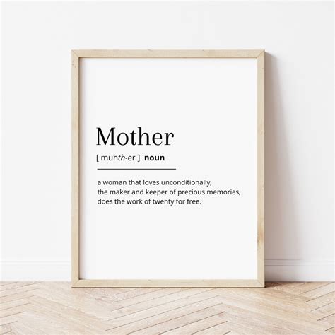 Mothers Day Print Mother Definition Mom Noun Print Mothers Etsy