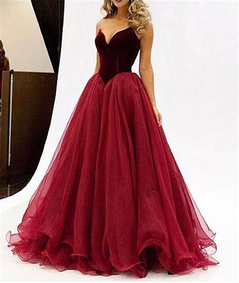 A Line Red Prom Dresses Red Evening Dresses Ball Gown