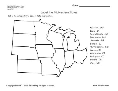 Midwestern States Worksheet For 4th 5th Grade Lesson Planet