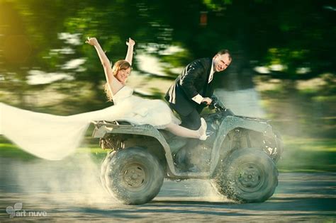 Wedding Photo Young Couple Riding A Fast Puts Photo Wedding Wedding Photos