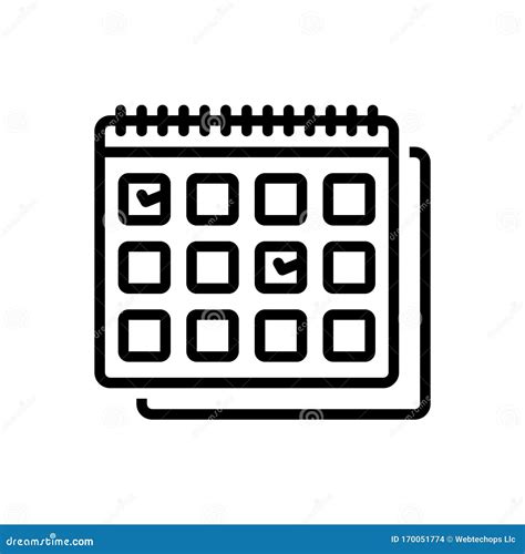 Black Line Icon For Weekly Once A Week And Calendar Stock Vector