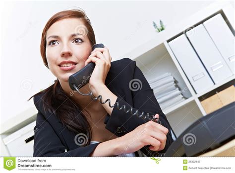 Secretary Using Phone In Office Stock Image - Image of commercial ...