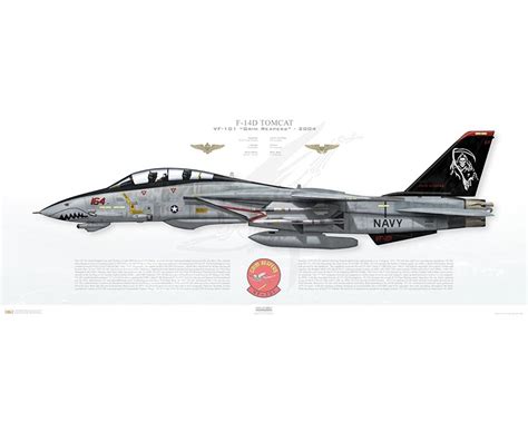 Aircraft Profile Print Of F 14d Tomcat Vf 101 Grim Reapers Ad164