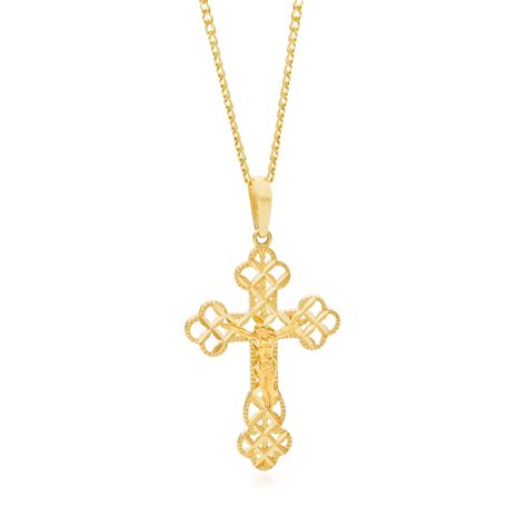 18kt Diamond Cut Yellow Orthodox Cross Pendant