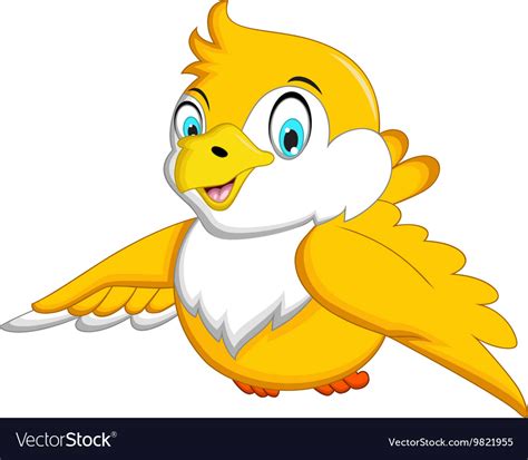 Cute Yellow Bird Cartoon Waving Royalty Free Vector Image