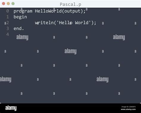 Pascal Language Hello World Program Sample In Editor Window