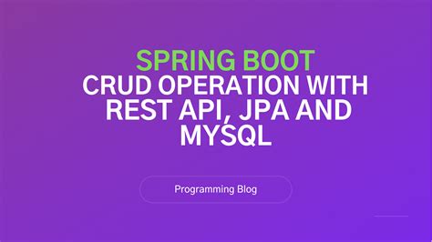 Spring Boot CRUD Operation With Rest API JPA And MySql Programming Blog