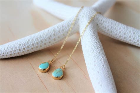 Turquoise Gold Threader Earrings Gemstone Drop Earrings Etsy