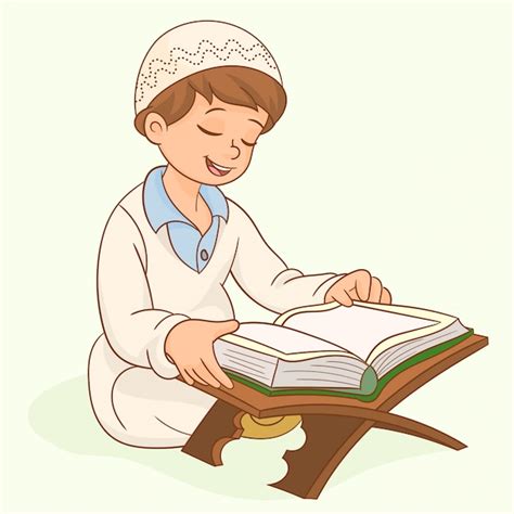 Muslim Kid Reading Quran Premium Vector Premium Vector Freepik Images