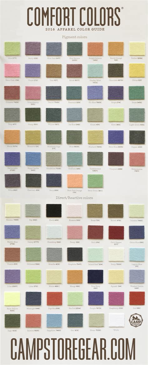 View Entire Comfort Colors Swatch List Including New Cc Color Options