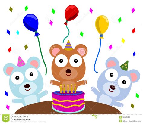 Bear S Birthday Party Stock Illustration Illustration Of