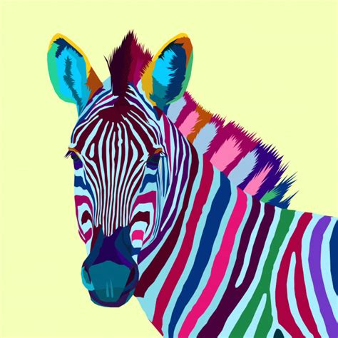 Colorful Zebra Pop Art Portrait Vector Premium Download