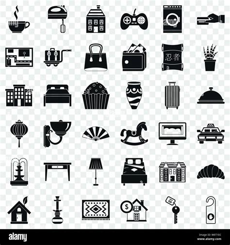 Hotel Icons Set Simple Style Stock Vector Image And Art Alamy