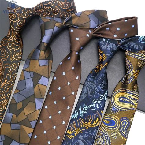 Fashion Mens Tie 8cm Brown Silk Neckwear Floral Dot Jacquard Woven