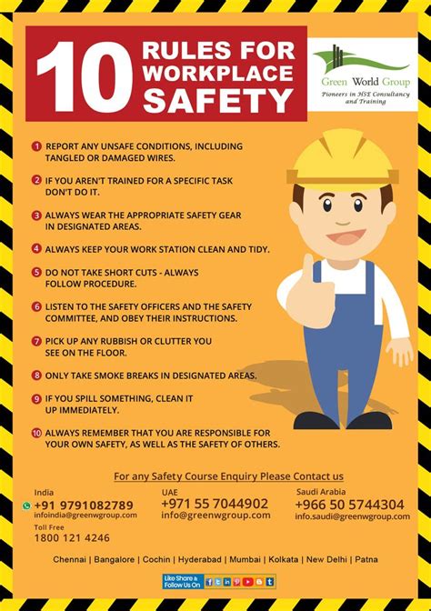 10 Rules For Workplace Safety Tips Workplace Safety Tips Workplace