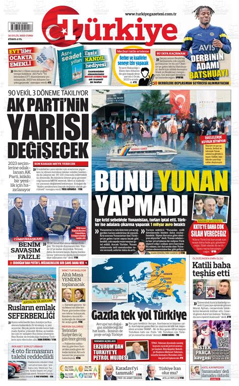 30 Eylül 2022 Tarihli Türkiye Gazete Manşetleri