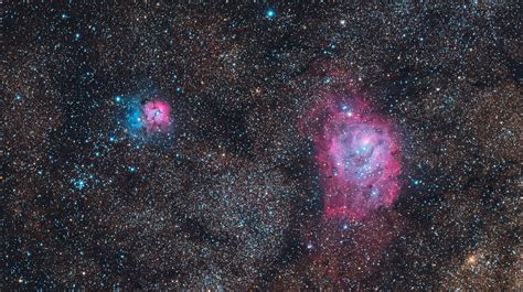 Lagoon Nebula M8 And Trifid Nebula M20 Rastrophotography